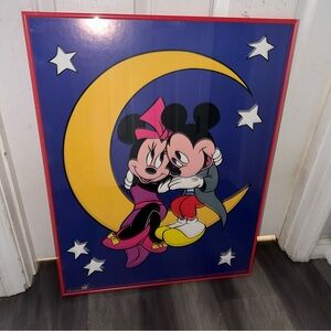 Disney Framed Wall Art Mickey & Minnie: Good Night Art Print Romantic 22x28 RARE